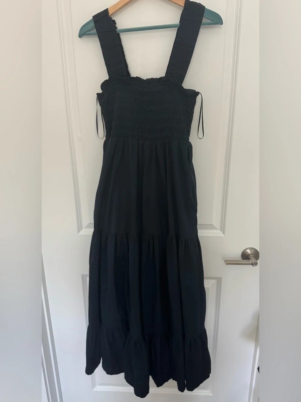 Abercrombie & Fitch Black Smocked Maxi Dress with Ruffle Straps